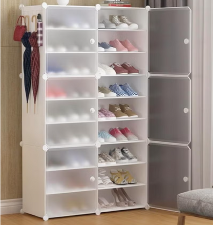 Shoe Rack Hinge Door Black, White - 4 Layer, 6 Layer