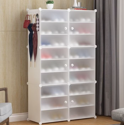 Shoe Rack Hinge Door Black, White - 4 Layer, 6 Layer