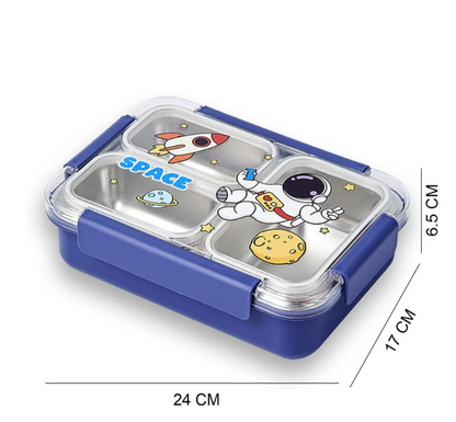 3-Compartment Box SS Lunchbox with Spoon (Unicorn) (Space)