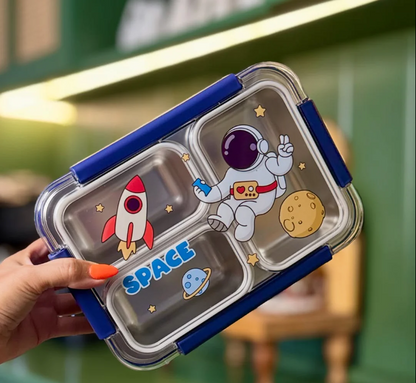 3-Compartment Box SS Lunchbox with Spoon (Unicorn) (Space)