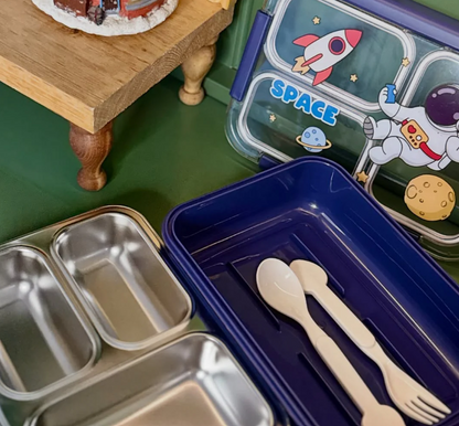 3-Compartment Box SS Lunchbox with Spoon (Unicorn) (Space)