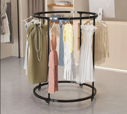 Rotating Round Clothes Rack with Wheels