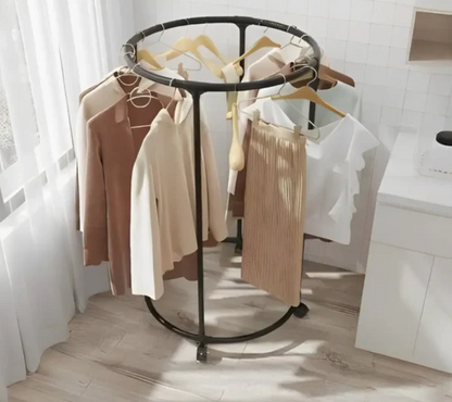 Rotating Round Clothes Rack with Wheels