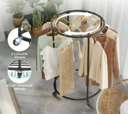Rotating Round Clothes Rack with Wheels