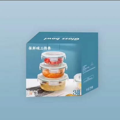 3-Piece Glass Storage Box Set - Airtight