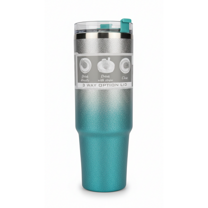 Glitter Insulated Stainless Steel Tumbler – Double-Wall Vacuum Travel Mug with Splash-Proof Lid and Reusable Straw