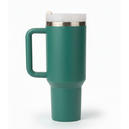 1200ML Insulated Stainless Steel Tumbler with Easy-Grip Handle – Double-Wall Vacuum Travel Mug with Straw and Splash-Proof Lid