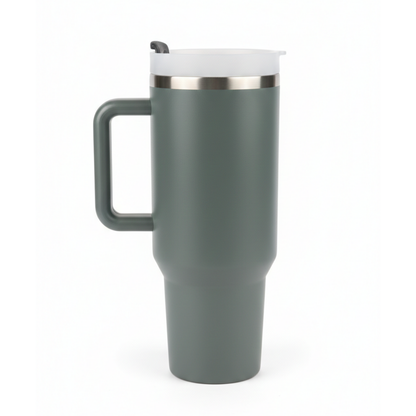 1200ML Insulated Stainless Steel Tumbler with Easy-Grip Handle – Double-Wall Vacuum Travel Mug with Straw and Splash-Proof Lid