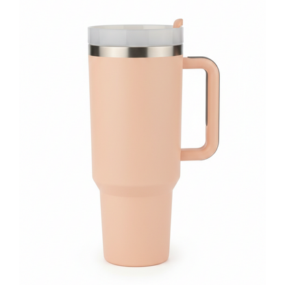 1200ML Insulated Stainless Steel Tumbler with Easy-Grip Handle – Double-Wall Vacuum Travel Mug with Straw and Splash-Proof Lid