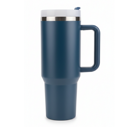 1200ML Insulated Stainless Steel Tumbler with Easy-Grip Handle – Double-Wall Vacuum Travel Mug with Straw and Splash-Proof Lid