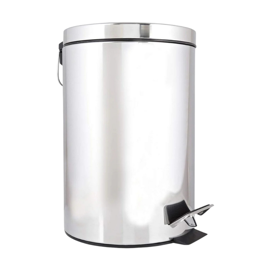 Stainless Steel Hydraulic Pedal Dustbin – Soft-Close Lid (8, 12 Litre)