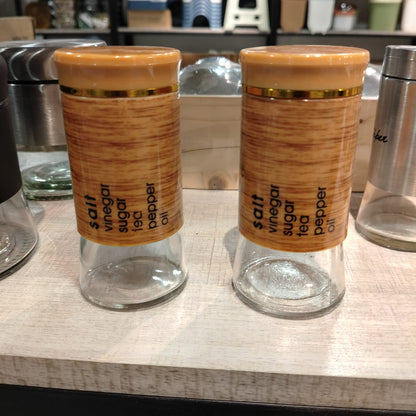 Salt & Pepper S.S Brown – Premium Wood-Textured Stainless Steel & Glass Spice Shaker