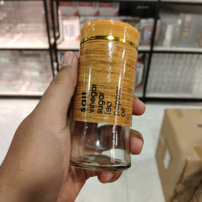 Salt & Pepper S.S Brown – Premium Wood-Textured Stainless Steel & Glass Spice Shaker