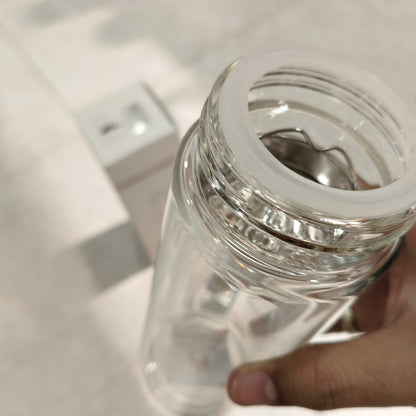 Glass Bottle (Happy Goodlucky) Double Glass – Premium Insulated Infuser Water Bottle