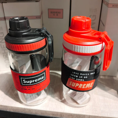 Glass Bottle Supreme Sipper Style Red – Premium High-Durability Hydration Jar