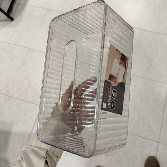 Taiwan Tissue Box – Premium High-Clarity Ribbed Acrylic Organizer