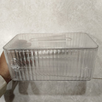 Taiwan Tissue Box – Premium High-Clarity Ribbed Acrylic Organizer