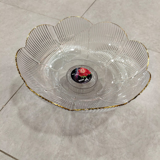 Acrylic Ribbed Fruit Basket – Gold Rimmed