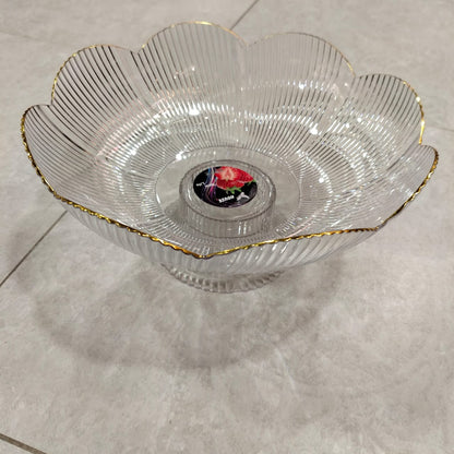 Acrylic Ribbed Fruit Basket – Gold Rimmed