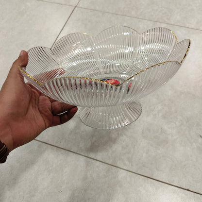 Acrylic Ribbed Fruit Basket – Gold Rimmed