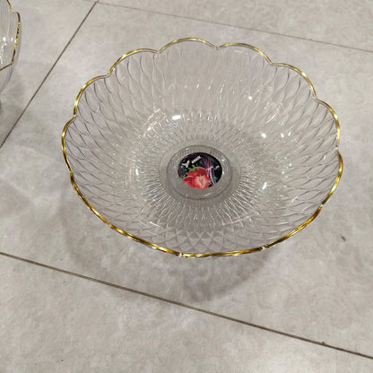 Acrylic Ribbed Fruit Basket – Gold Rimmed