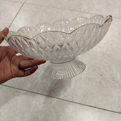 Acrylic Ribbed Fruit Basket – Gold Rimmed