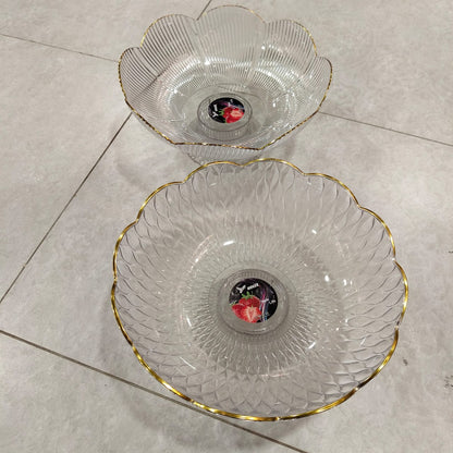 Acrylic Ribbed Fruit Basket – Gold Rimmed