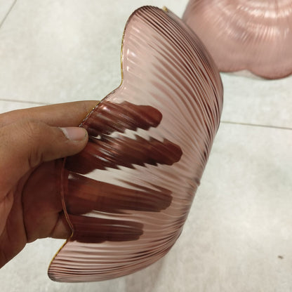 Fruit Basket – Elegant Ribbed Serving Bowl with Gold Rim