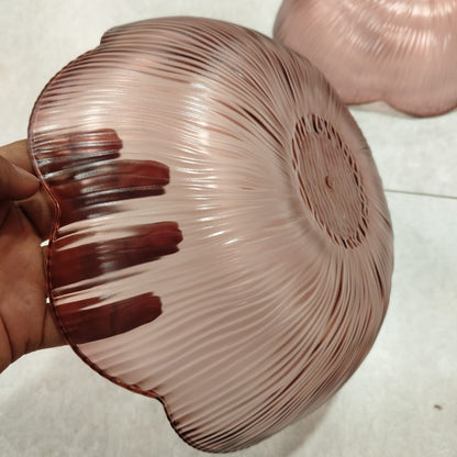 Fruit Basket – Elegant Ribbed Serving Bowl with Gold Rim