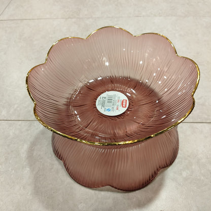Fruit Basket – Elegant Ribbed Serving Bowl with Gold Rim