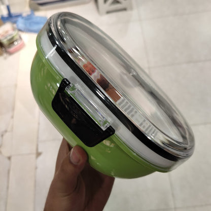 Oval Bento Lunch Box with Divided Compartments Plastic Meal Prep Container with Snap-Lock Lid and Cutlery Storage(Oval)