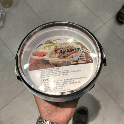 Round Bento Lunch Box with Stackable Compartments Multi-Layer Meal Prep Container with Secure Snap-Locks