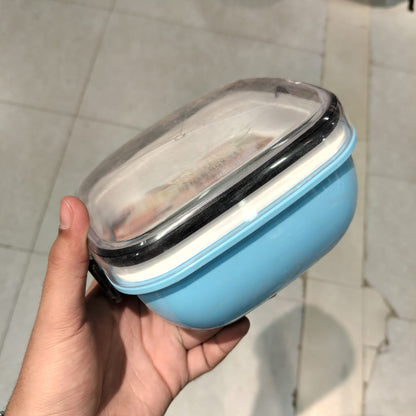 Square Bento Lunch Box with Partitioned Compartments Meal Prep Container with Locking Lid and Integrated Utensils