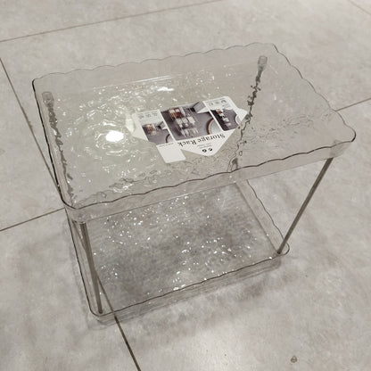 Storage Rack 2 Layer Small – Premium Crystal-Clarity Vanity & Bathroom Tiered Caddy