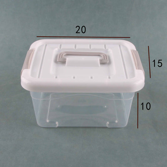 Clear Stackable Storage Box with Secure Locking Lid & Handle