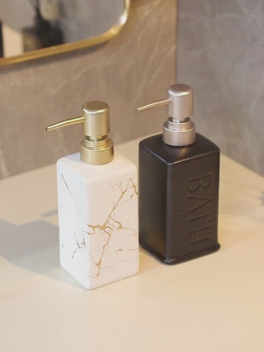 Soap Bottle White Marble SQUARE