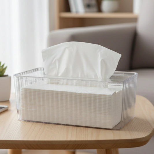 Taiwan Tissue Box – Premium High-Clarity Ribbed Acrylic Organizer